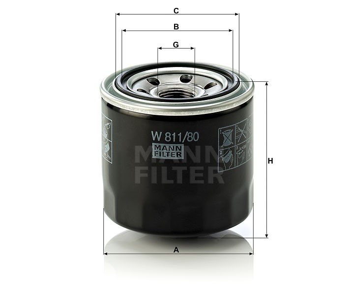 Фильтр масляный для ДВС а/м W 811/80,VIC C307. SAKURA C316