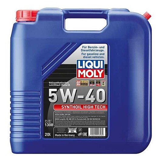 1308 LiquiMoly Синт. мот.масло Synthoil High Tech 5W-40 SM A3/B4 (20л)