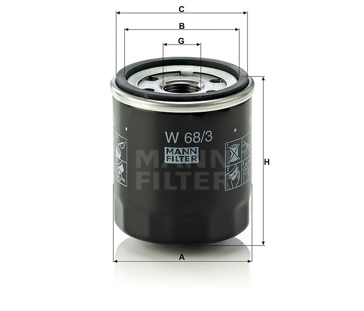Фильтр масляный для ДВС а/м W 68/3,VIC C110