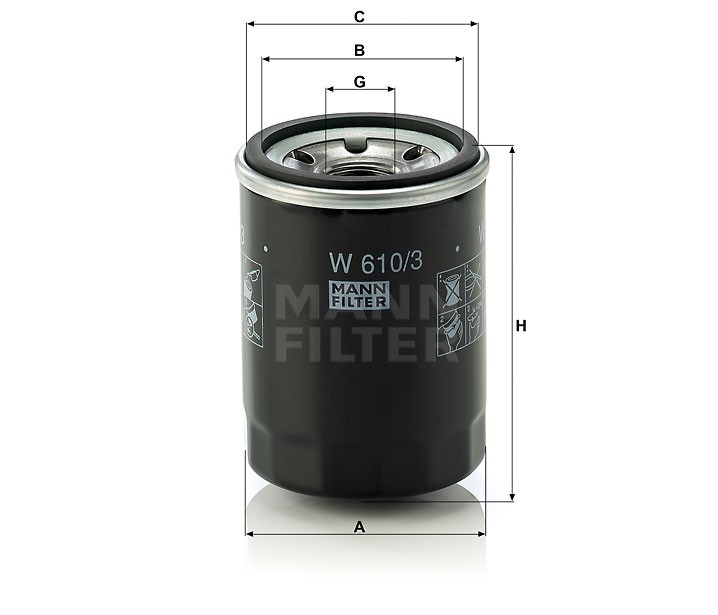 Фильтр масляный для ДВС а/м W 610/3,VIC C415