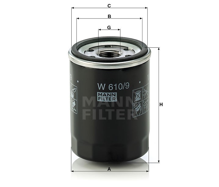 Фильтр масляный для ДВС а/м W 610/9,VIC C113